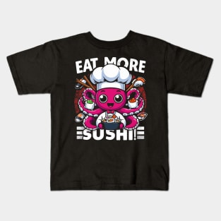 Eat More Sushi, Calamari Chef Kids T-Shirt